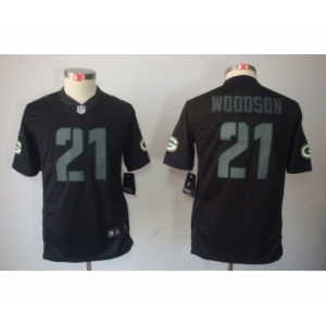 nike youth nfl jerseys green bay packers #21 woodson black[nike impact limited]