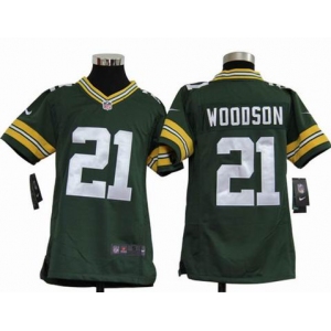nike youth nfl jerseys green bay packers #21 woodson green[nike]