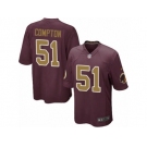 Men's Nike Washington Redskins #51 Will Compton Game Burgundy Red Gold Number Alternate 80TH Anniversary NFL Jersey