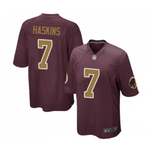 Men's Washington Redskins #7 Dwayne Haskins Game Burgundy Red Gold Number Alternate 80TH Anniversary Football Jersey