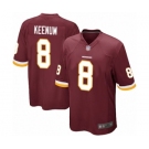 Men's Washington Redskins #8 Case Keenum Game Burgundy Red Team Color Football Jersey