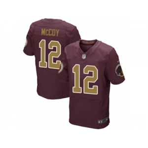 Men's Nike Washington Redskins #12 Colt McCoy Elite Burgundy Red Gold Number Alternate 80TH Anniversary NFL Jersey