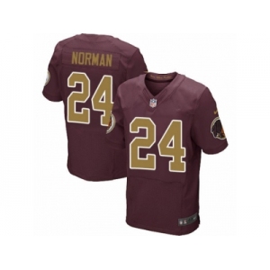 Men's Nike Washington Redskins #24 Josh Norman Elite Burgundy Red Gold Number Alternate 80TH Anniversary NFL Jersey