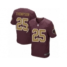 Men's Nike Washington Redskins #25 Chris Thompson Elite Burgundy Red Gold Number Alternate 80TH Anniversary NFL Jersey