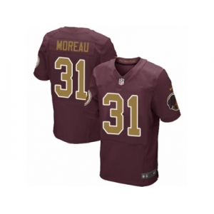 Men's Nike Washington Redskins #31 Fabian Moreau Elite Burgundy Red Gold Number Alternate 80TH Anniversary NFL Jersey