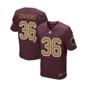 Men's Nike Washington Redskins #36 Su'a Cravens Elite Burgundy Red Gold Number Alternate 80TH Anniversary NFL Jersey