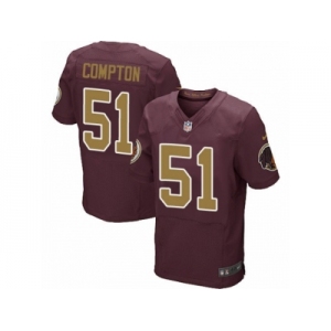 Men's Nike Washington Redskins #51 Will Compton Elite Burgundy Red Gold Number Alternate 80TH Anniversary NFL Jersey