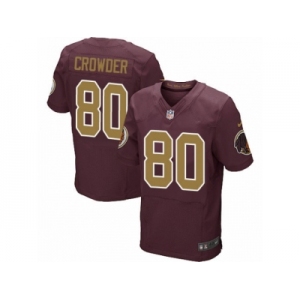 Men's Nike Washington Redskins #80 Jamison Crowder Elite Burgundy Red Gold Number Alternate 80TH Anniversary NFL Jersey