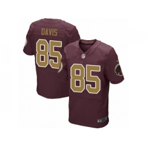 Men's Nike Washington Redskins #85 Vernon Davis Elite Burgundy Red Gold Number Alternate 80TH Anniversary NFL Jersey