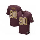 Men's Nike Washington Redskins #90 Ziggy Hood Elite Burgundy Red Gold Number Alternate 80TH Anniversary NFL Jersey