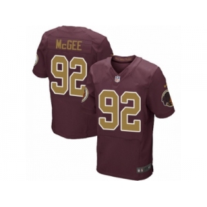 Men's Nike Washington Redskins #92 Stacy McGee Elite Burgundy Red Gold Number Alternate 80TH Anniversary NFL Jersey