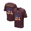 Men's Washington Redskins #91 Ryan Kerrigan Elite Burgundy Red Alternate USA Flag Fashion Football Jersey