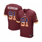 Men's Washington Redskins #91 Ryan Kerrigan Elite Burgundy Red Home USA Flag Fashion Football Jersey