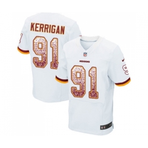 Men's Washington Redskins #91 Ryan Kerrigan Elite White Road Drift Fashion Football Jersey