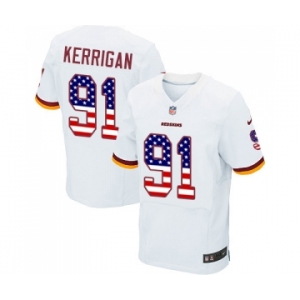 Men's Washington Redskins #91 Ryan Kerrigan Elite White Road USA Flag Fashion Football Jersey