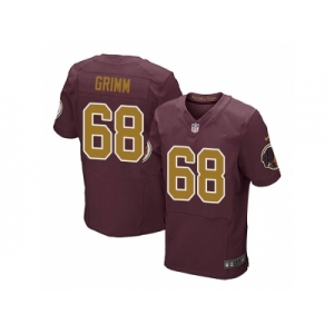 Nike Washington Redskins #68 Russ Grimm Burgundy Red Gold Number Alternate 80TH Anniversary Elite Jersey