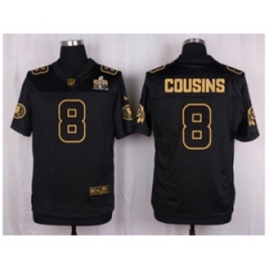 Nike Washington Redskins #8 Kirk Cousins Black Pro Line Gold Collection Jersey(Elite)