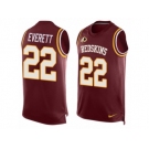 Men Nike Washington Redskins #22 Deshazor Everett Limited Red Player Name & Number Tank Top NFL Jersey