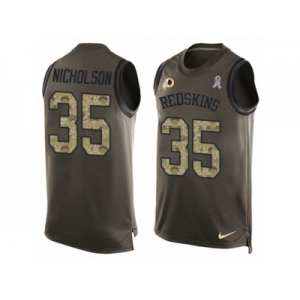 Men Nike Washington Redskins #35 Montae Nicholson Limited Green Salute to Service Tank Top NFL Jersey