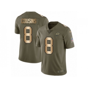 Men Nike Washington Redskins #8 Kirk Cousins Limited Olive Gold 2017 Salute to Service NFL Jersey