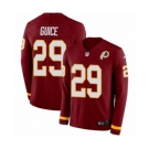 Men's Nike Washington Redskins #29 Derrius Guice Limited Burgundy Therma Long Sleeve NFL Jersey