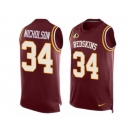 Men's Nike Washington Redskins #34 Montae Nicholson Limited Red Player Name & Number Tank Top NFL Jersey