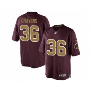 Men's Nike Washington Redskins #36 Sua Cravens Limited Burgundy Red&Gold Number Alternate 80TH Anniversary NFL Jersey