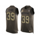 Men's Nike Washington Redskins #39 Josh Evans Limited Green Salute to Service Tank Top NFL Jersey