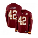 Men's Nike Washington Redskins #42 Charley Taylor Limited Burgundy Therma Long Sleeve NFL Jersey