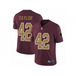 Men's Nike Washington Redskins #42 Charley Taylor Vapor Untouchable Limited Burgundy Red Gold Number Alternate 80TH Anniversary NFL Jersey