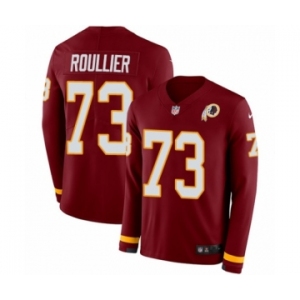 Men's Nike Washington Redskins #73 Chase Roullier Limited Burgundy Therma Long Sleeve NFL Jersey