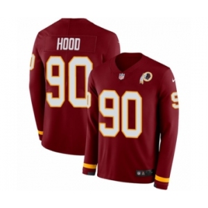 Men's Nike Washington Redskins #90 Ziggy Hood Limited Burgundy Therma Long Sleeve NFL Jersey
