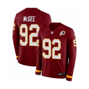 Men's Nike Washington Redskins #92 Stacy McGee Limited Burgundy Therma Long Sleeve NFL Jersey