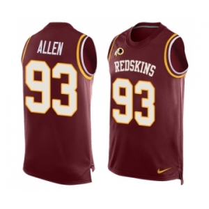 Men's Nike Washington Redskins #93 Jonathan Allen Limited Red Player Name & Number Tank Top NFL Jersey