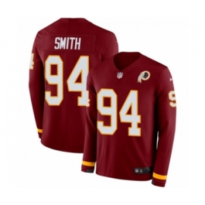 Men's Nike Washington Redskins #94 Preston Smith Limited Burgundy Therma Long Sleeve NFL Jersey