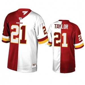 Men's Washington Football Team #21 Sean Taylor Red V White  Peace Split Throwback Football Jersey