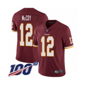 Men's Washington Redskins #12 Colt McCoy Burgundy Red Team Color Vapor Untouchable Limited Player 100th Season Football Jersey