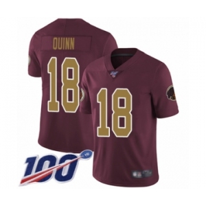 Men's Washington Redskins #18 Trey Quinn Burgundy Red Gold Number Alternate 80TH Anniversary Vapor Untouchable Limited Player 100th Season Football Jersey