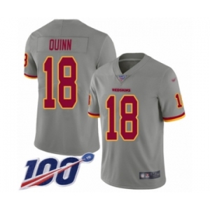 Men's Washington Redskins #18 Trey Quinn Limited Gray Inverted Legend 100th Season Football Jersey