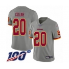 Men's Washington Redskins #20 Landon Collins Limited Gray Inverted Legend 100th Season Football Jersey