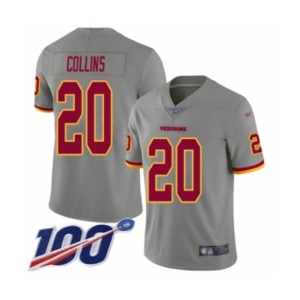 Men's Washington Redskins #20 Landon Collins Limited Gray Inverted Legend 100th Season Football Jersey