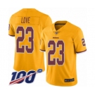 Men's Washington Redskins #23 Bryce Love Limited Gold Rush Vapor Untouchable 100th Season Football Jersey