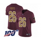 Men's Washington Redskins #26 Clinton Portis Burgundy Red Gold Number Alternate 80TH Anniversary Vapor Untouchable Limited Player 100th Season Football Jer