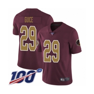 Men's Washington Redskins #29 Derrius Guice Burgundy Red Gold Number Alternate 80TH Anniversary Vapor Untouchable Limited Player 100th Season Football Jers