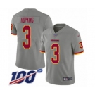 Men's Washington Redskins #3 Dustin Hopkins Limited Gray Inverted Legend 100th Season Football Jersey