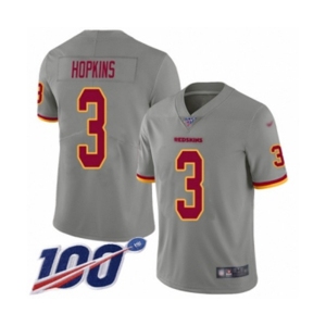 Men's Washington Redskins #3 Dustin Hopkins Limited Gray Inverted Legend 100th Season Football Jersey