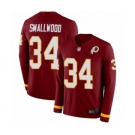 Men's Washington Redskins #34 Wendell Smallwood Limited Burgundy Therma Long Sleeve Football Jersey