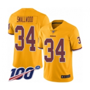 Men's Washington Redskins #34 Wendell Smallwood Limited Gold Rush Vapor Untouchable 100th Season Football Jersey