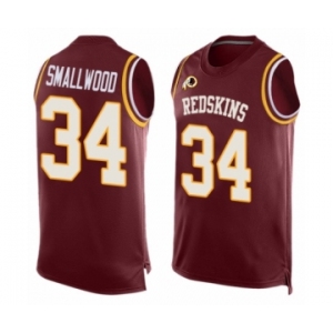 Men's Washington Redskins #34 Wendell Smallwood Limited Red Player Name & Number Tank Top Football Jersey