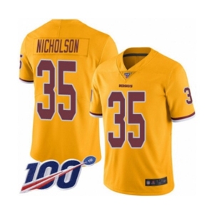 Men's Washington Redskins #35 Montae Nicholson Limited Gold Rush Vapor Untouchable 100th Season Football Jersey